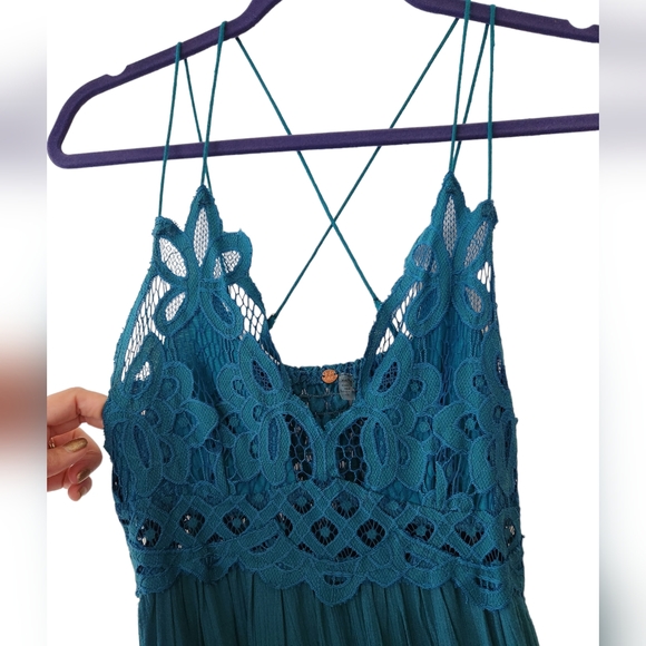 NWOT Free People TEAL Adella Maxi Dress - Picture 7 of 11